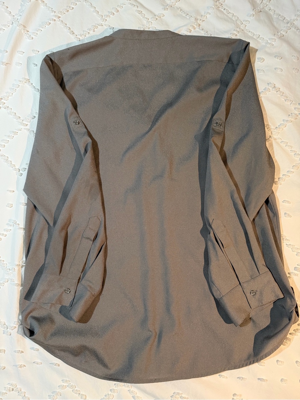 Calvin Klein Neutral Taupe Collarless Blouse - Picture 2 of 3